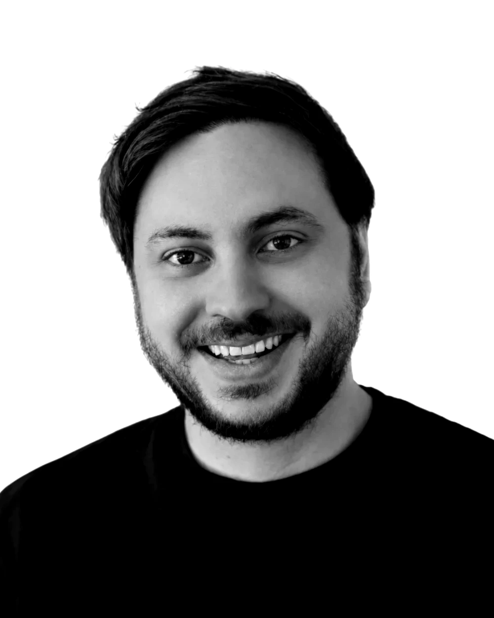 Portrait en noir et blanc d’Alexis Capt, consultant en marketing digital et formateur IA à Renens