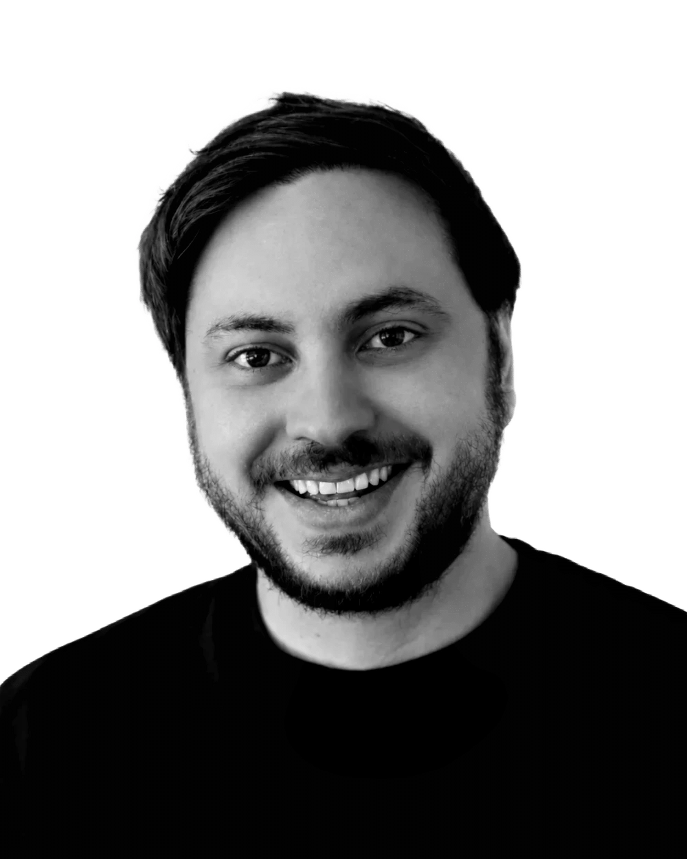 Portrait en noir et blanc d’Alexis Capt, consultant en marketing digital et formateur IA à Renens